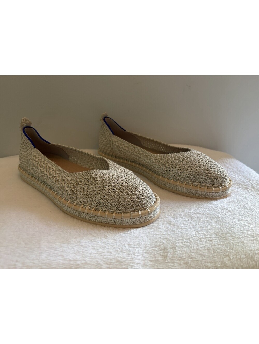 Rothy’s The Espadrille Flat New Silver Metallic Knit US W8/EU 38